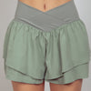 VERY J V-Shaped High Waist Layered Active Women's Shorts