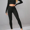 Mock Neck Long Sleeve Top and Leggings Active Set