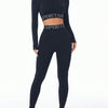 Letter Print Round Neck Long Sleeve Top and Leggings Active Set