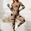 Scoop Neck Long Sleeve Active Jumpsuit